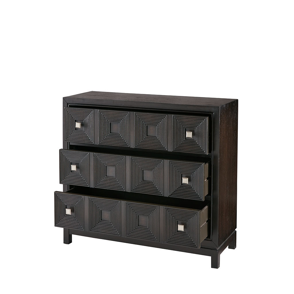 Modern Mid Century 3-Drawer Dresser Chest, Brown (Ltl)