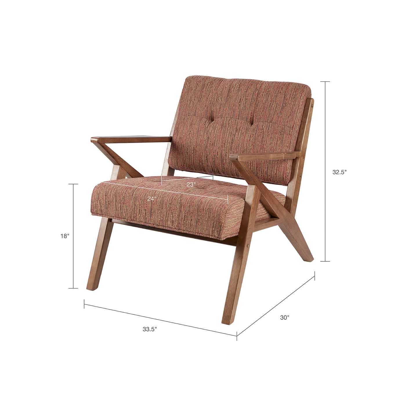 Modern Mid-Century Wood Lounge Chair, Red