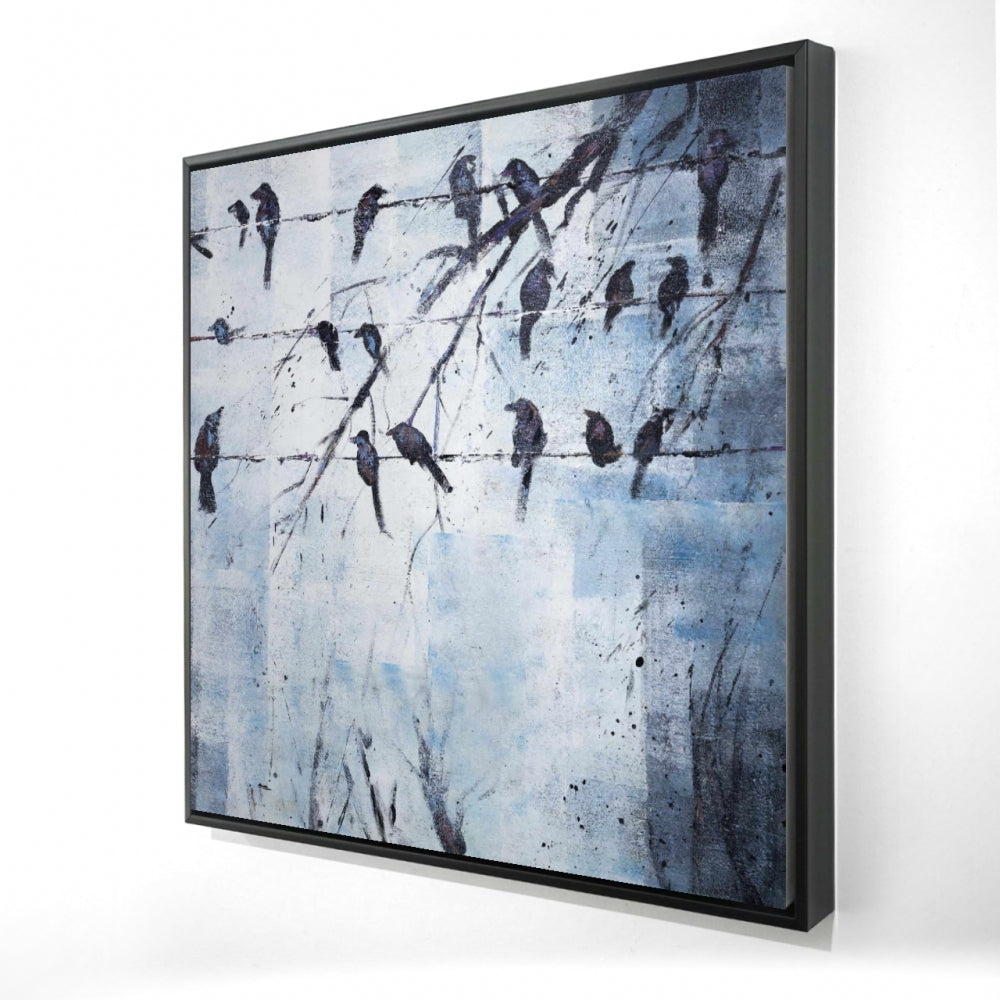 Abstract Birds On | Framed Print On Canvas 36" X 36"