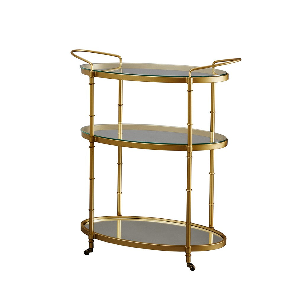 Classic Gold Framed 3-Tier Bar Cart Decoration