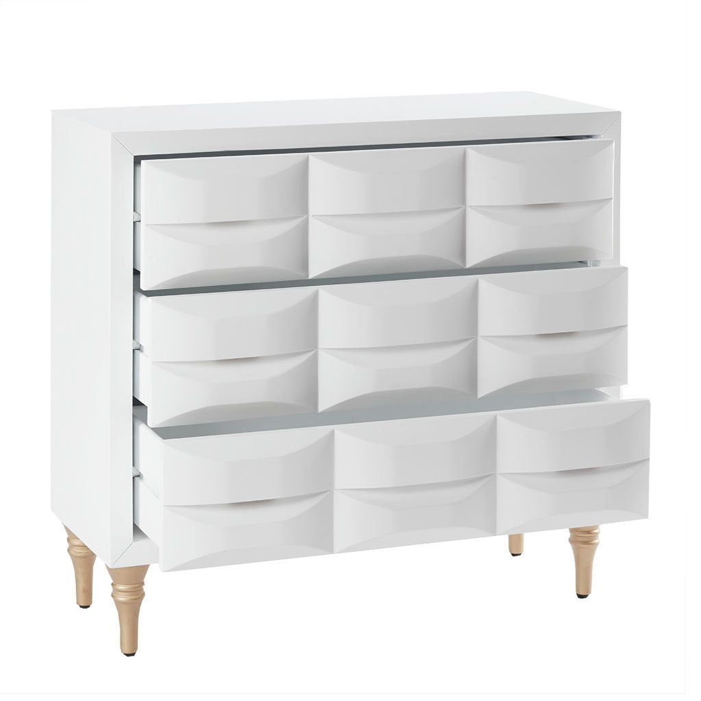 Gloss Wood Finish 3-Drawer Chest, White