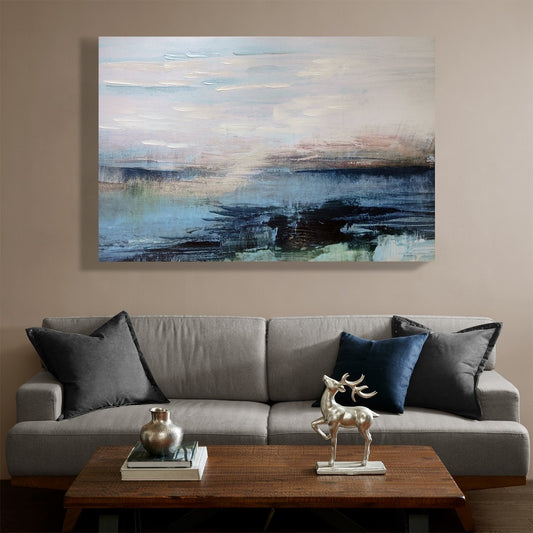 Oversize Large Abstract Canvas Wall Art, Misty Blue