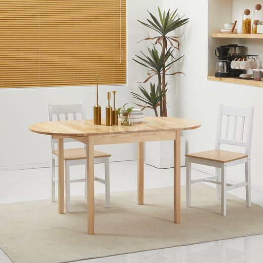 Solid Wood Kitchen Table, Drop Leaf Tables for Small Spaces, Folding Dining Table, Natural (Table Only)