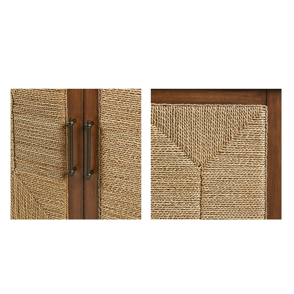 Handcrafted Natural Seagrass Woven Door Cabinet