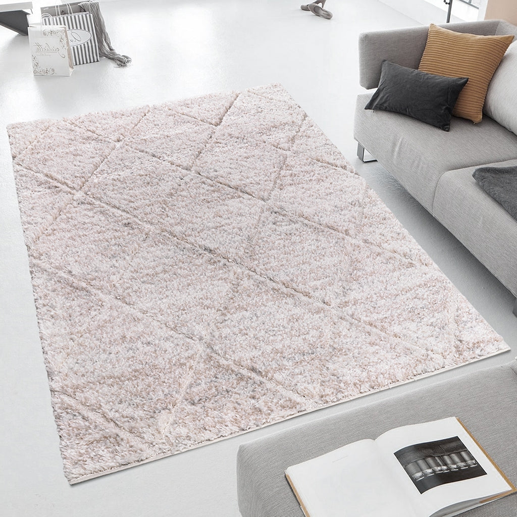 Modern Plush Scatter Rug Area Rug, Cream 6x9