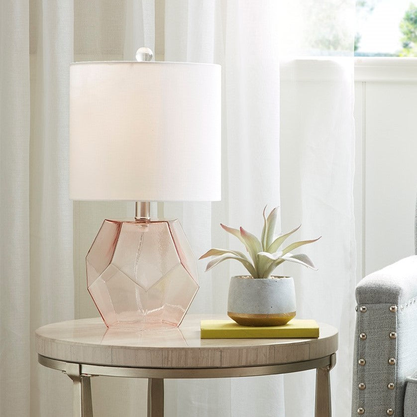 Pink Clear Glass Base Table Lamp