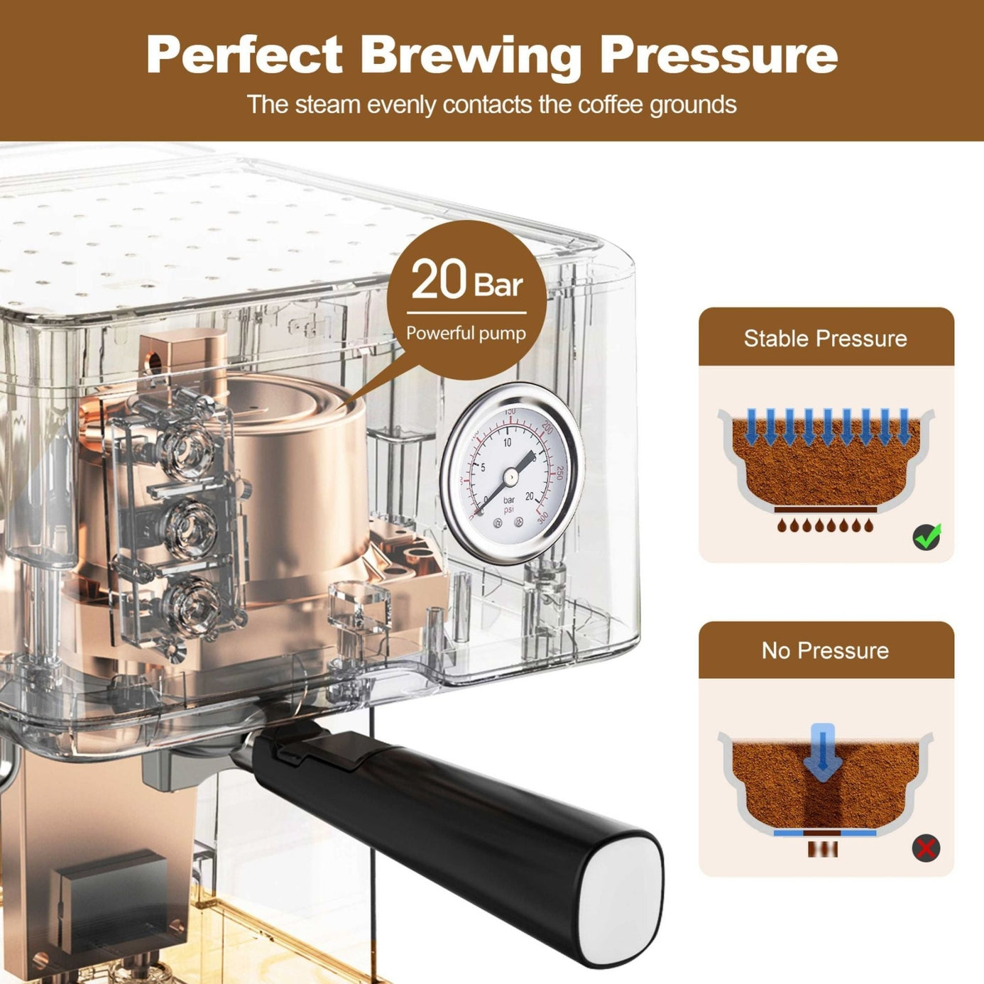 Espresso Machine 20 Bar Pump Pressure Cappuccino Latte Maker