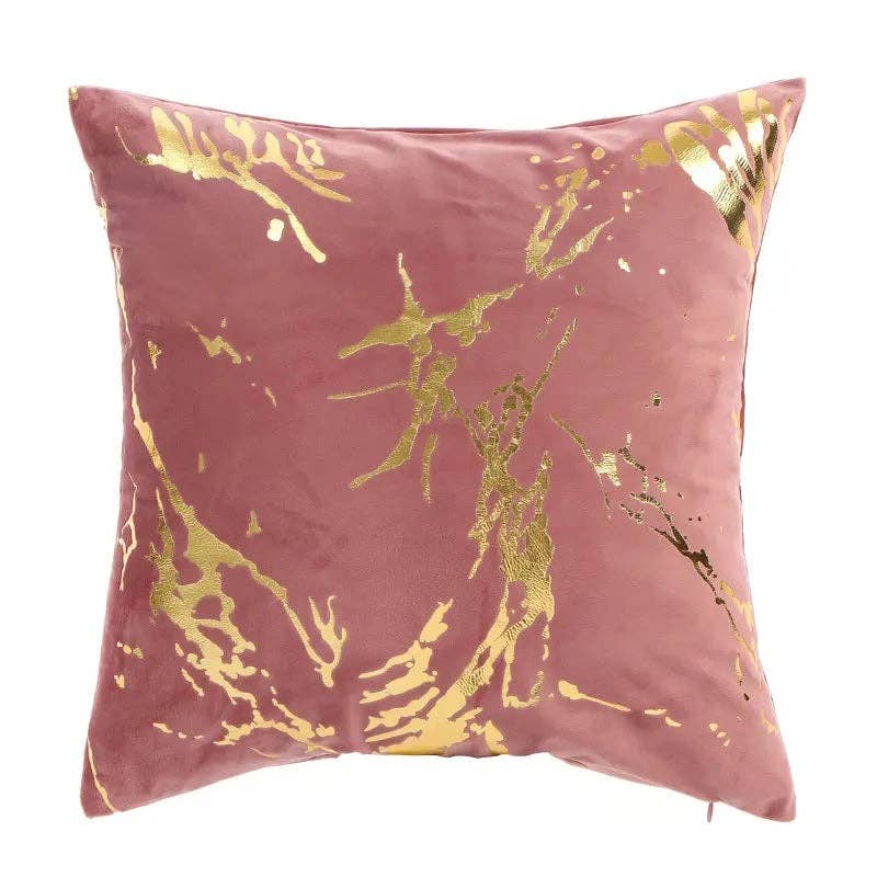 Gold Marble Pattern Design Velvet Cushion Covers 45 X 45 cm - Available in 3 Colours