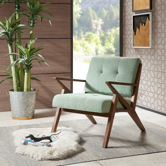 Modern Mid-Century Wood Lounge Chair, Seafoam Green