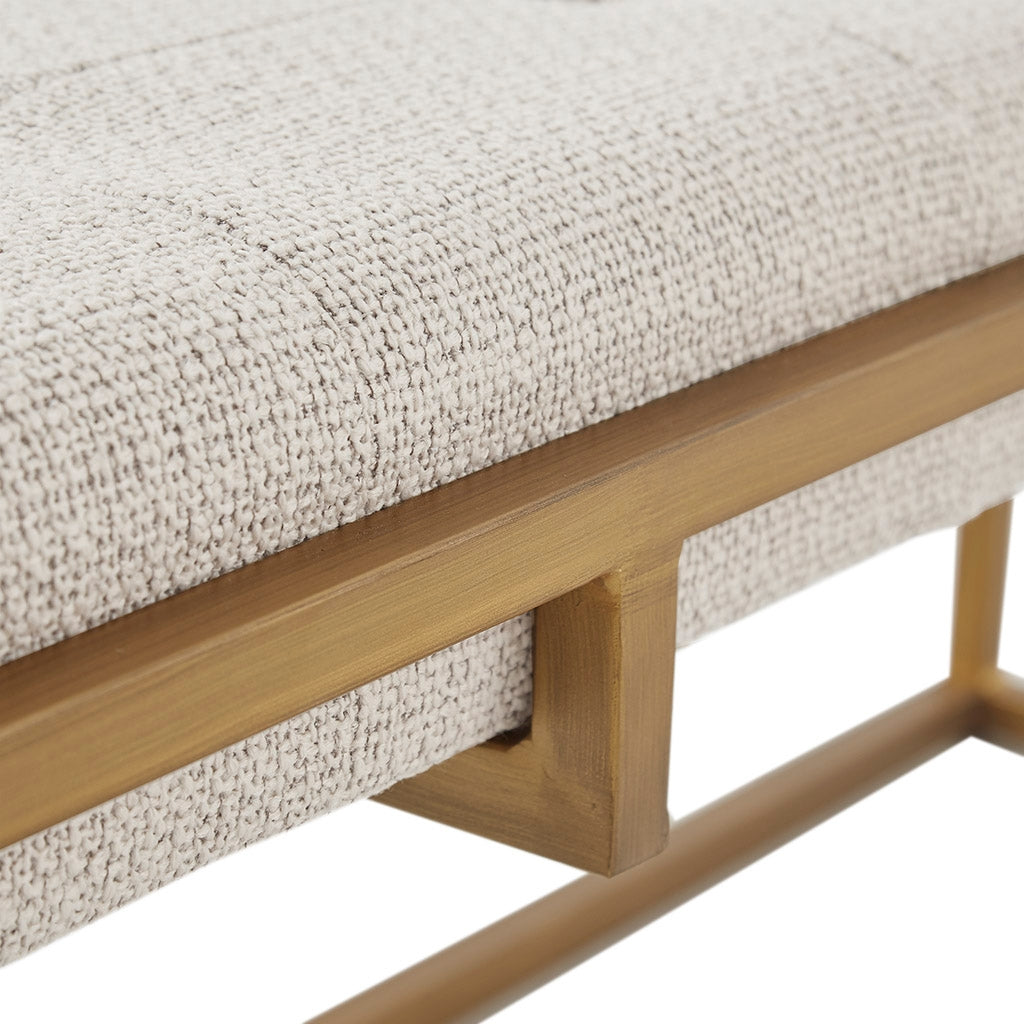 Modern Tufted Accent Bench with Bronze Metal Legs