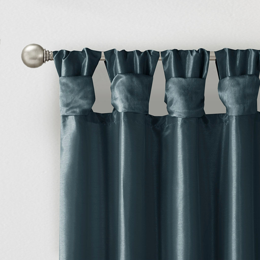 Twist Tab Silky Window Curtain, Dark Teal