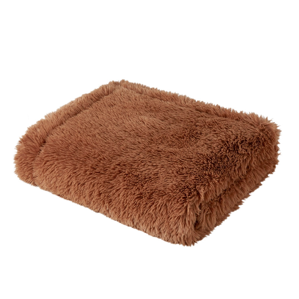 Long Faux Fur Throw 50"x60", Brown