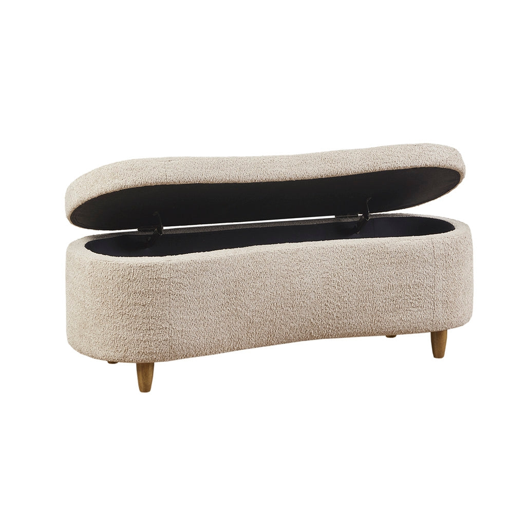 Boucle Flip Top Storage Bench, Light Taupe