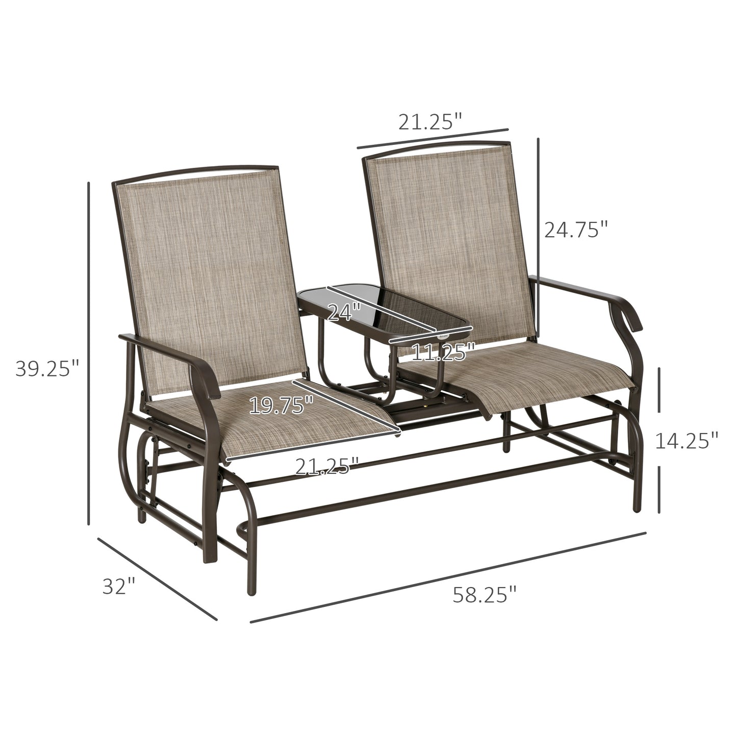 Patio Glider Rocking Chair 2 Person