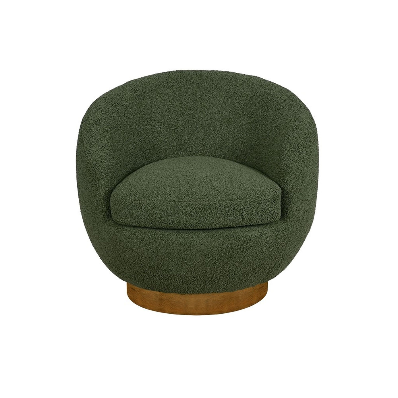 Green Shearling Sherpa Swivel Chair with Wood Base