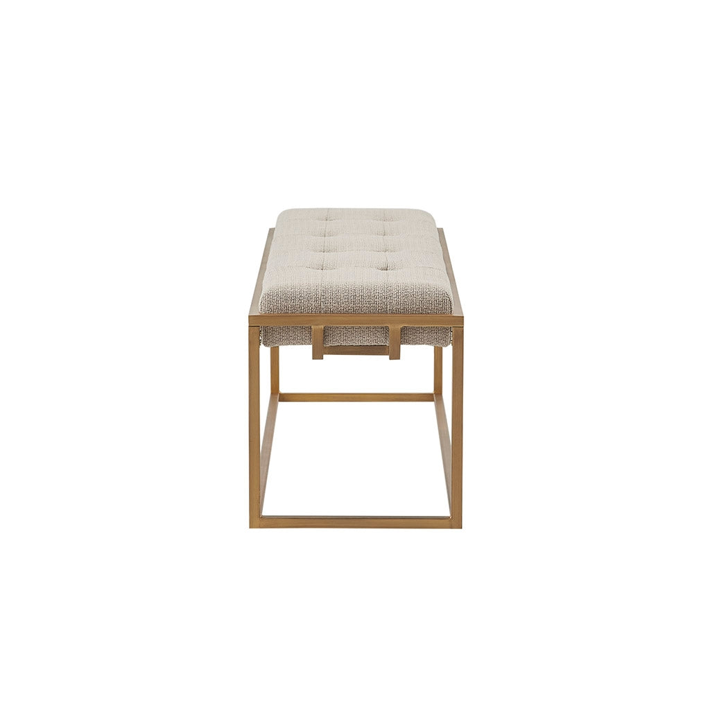 Modern Tufted Accent Bench with Bronze Metal Legs