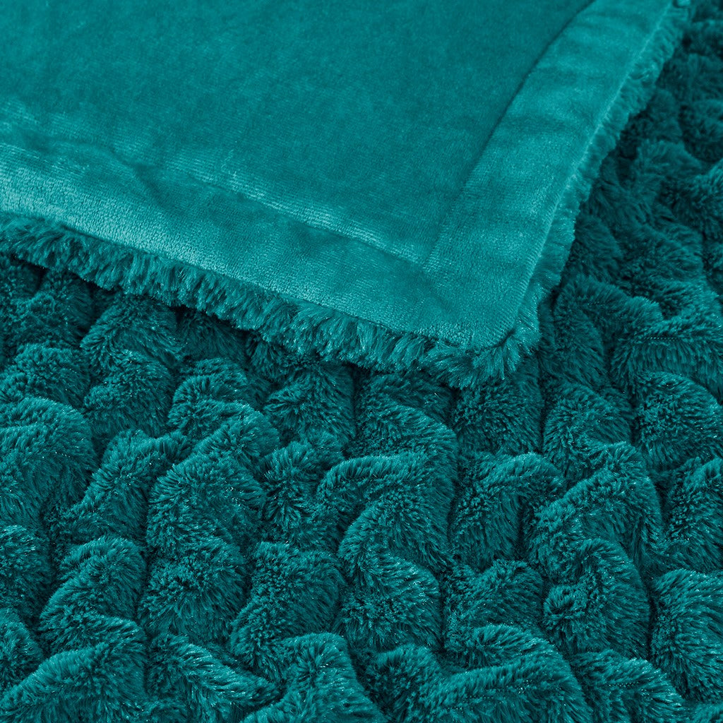 Ruched 50x60" Throw Blanket, Teal