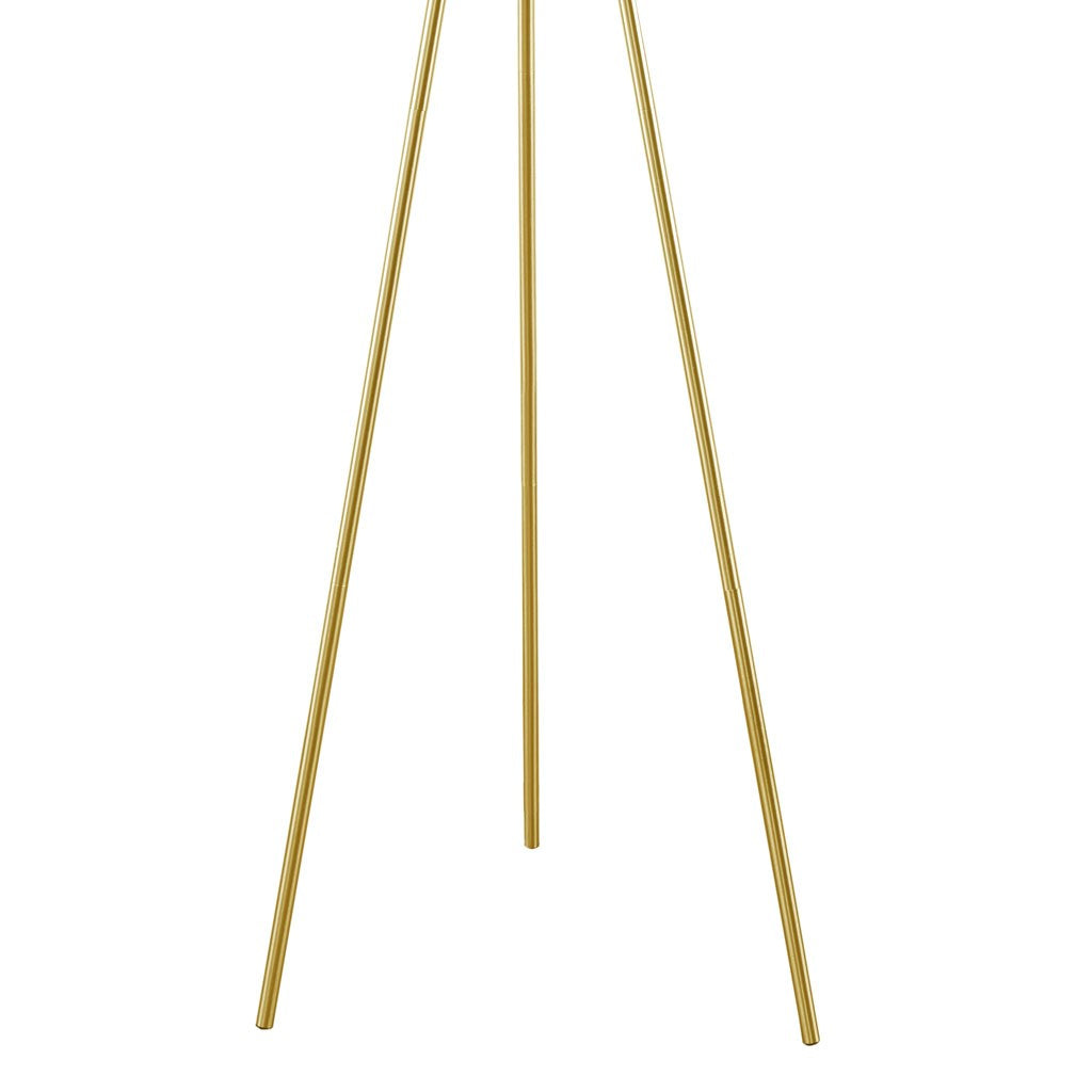 Gold Base Tripod White Shade Floor Lamp