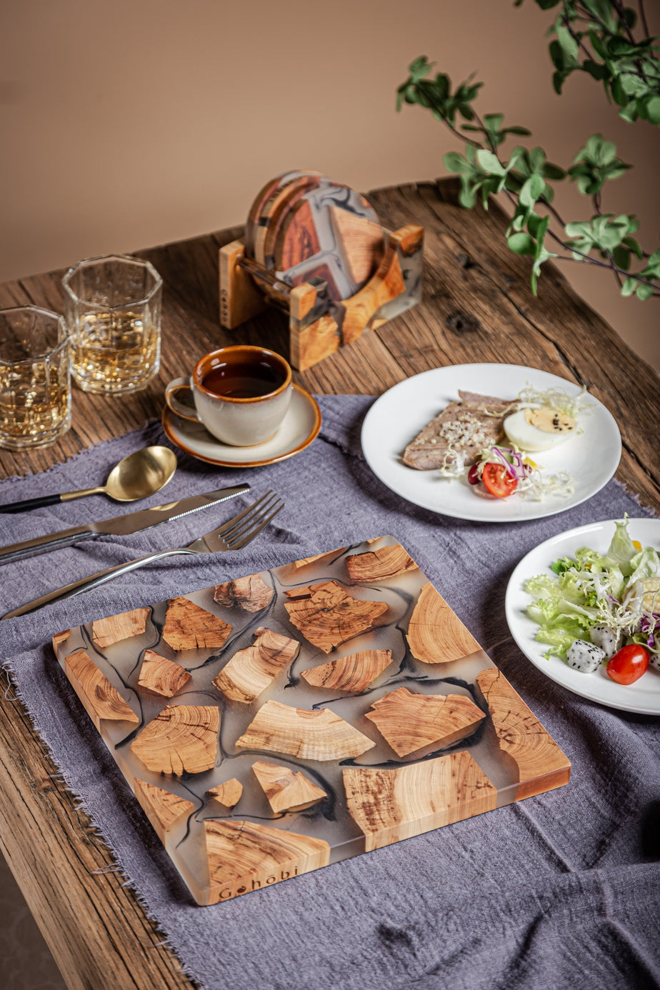 Real Wood Resin Placemat or serve board (24cm, Square) 1 PC 🇬🇧