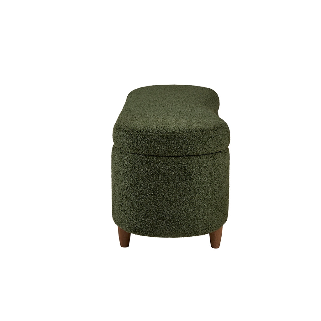 48"W Boucle Flip Top Storage Bench, Green