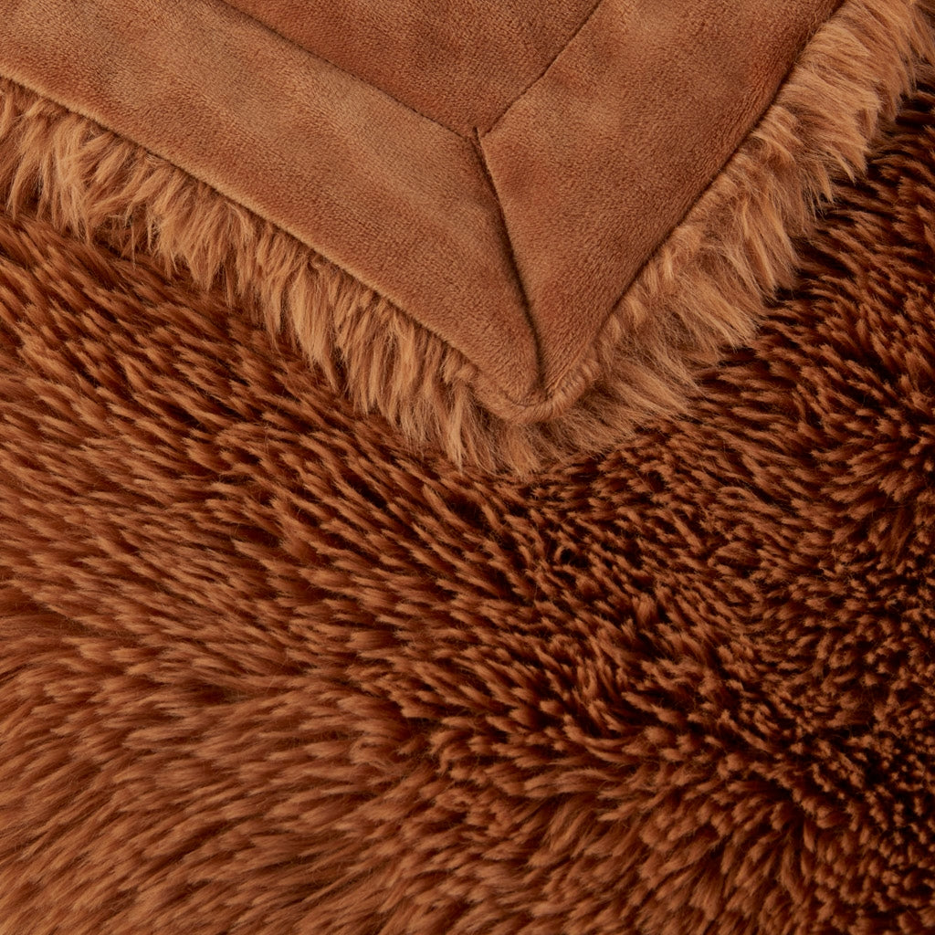 Long Faux Fur Throw 50"x60", Brown