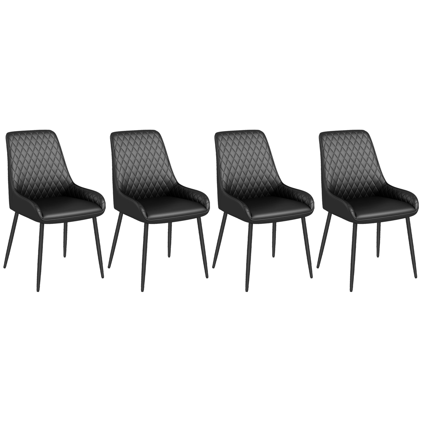 Modern Dining Chairs Set of 4, PU Leather with Metal Legs