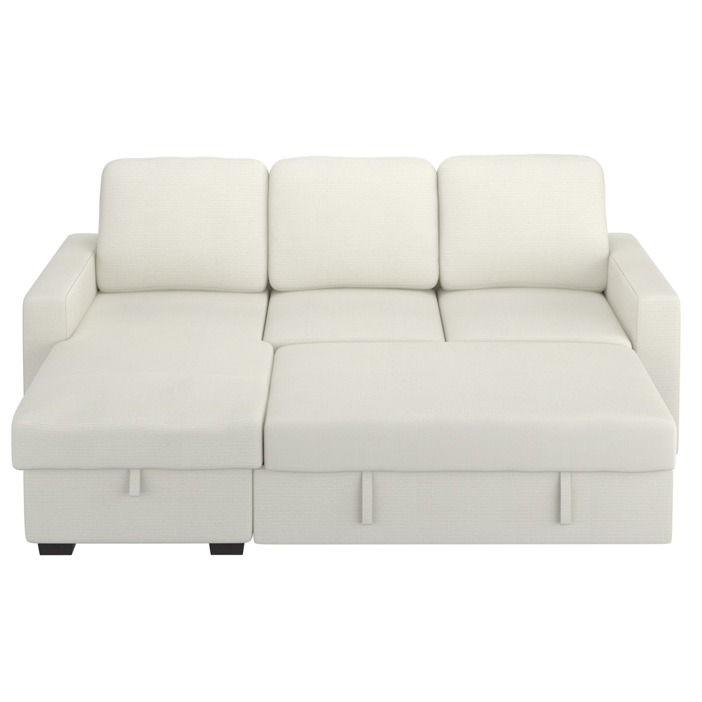 Alfonso 93.25" Sofa w/Bed & Storage in Beige Performance Fabric