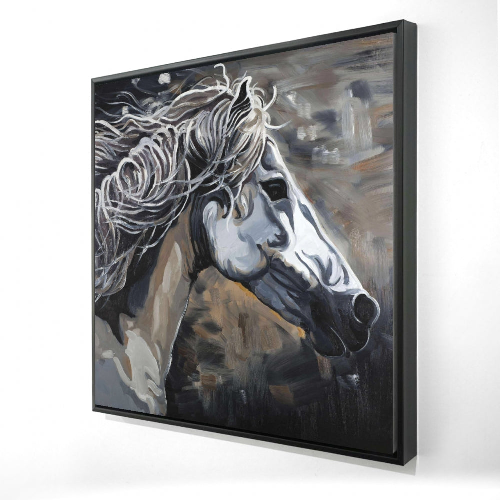 Side of A Wild Horse | Framed Print On Canvas 24" X 24"