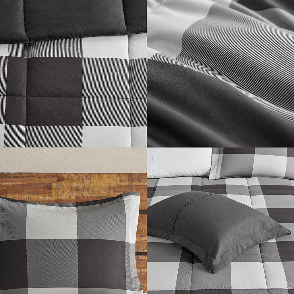 Cabin Down Alternative Comforter Set, Grey Buffalo Check