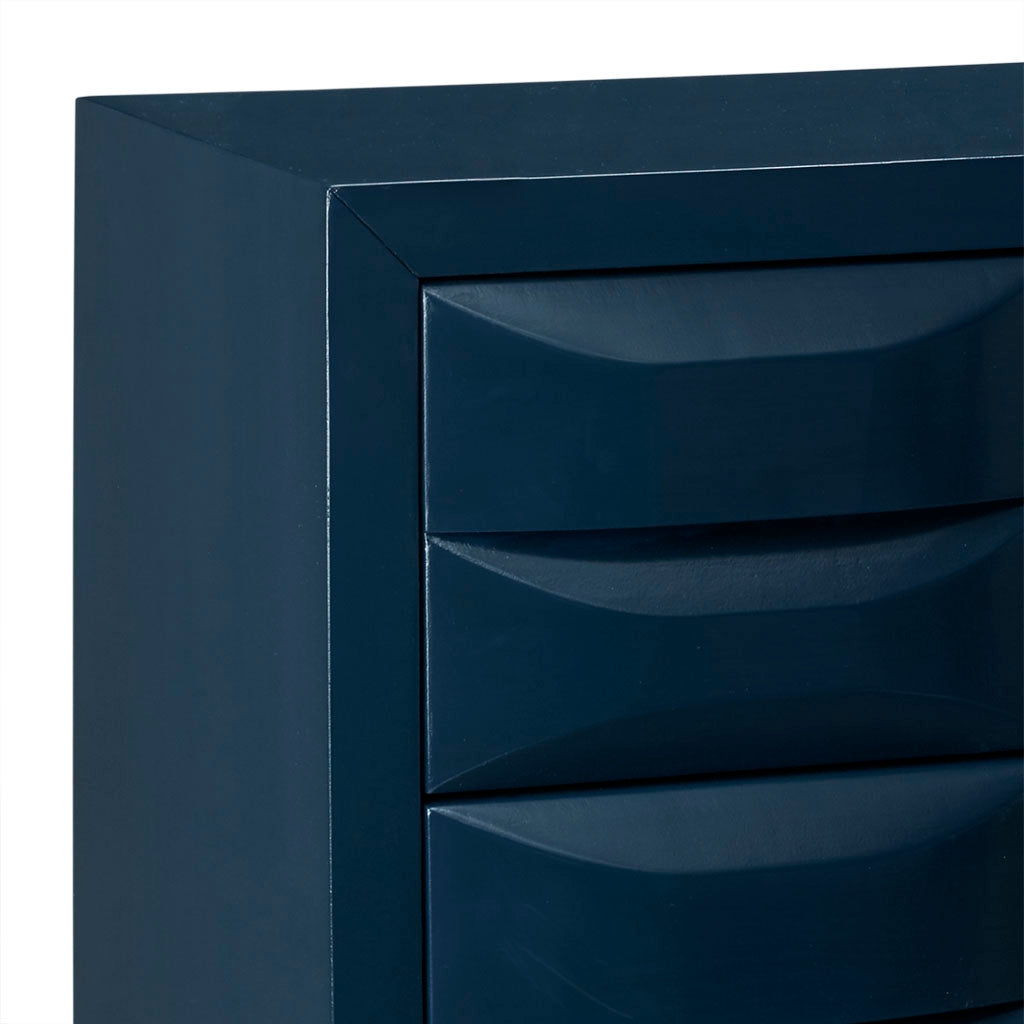 Gloss Wood Finish 3-Drawer Chest, Navy Blue (Ltl)