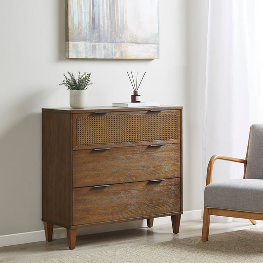 Cane 3-Drawer Accent Storage Chest, Natural