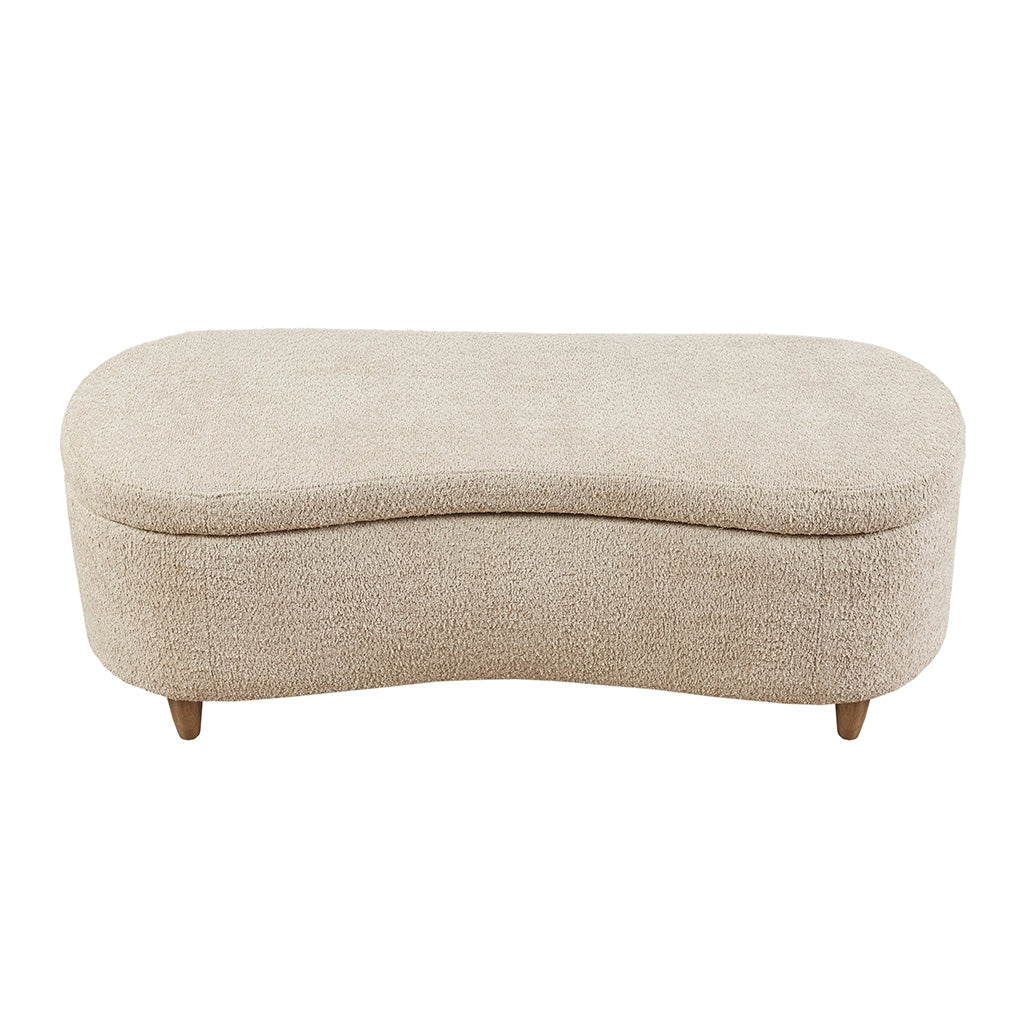 Boucle Flip Top Storage Bench, Light Taupe