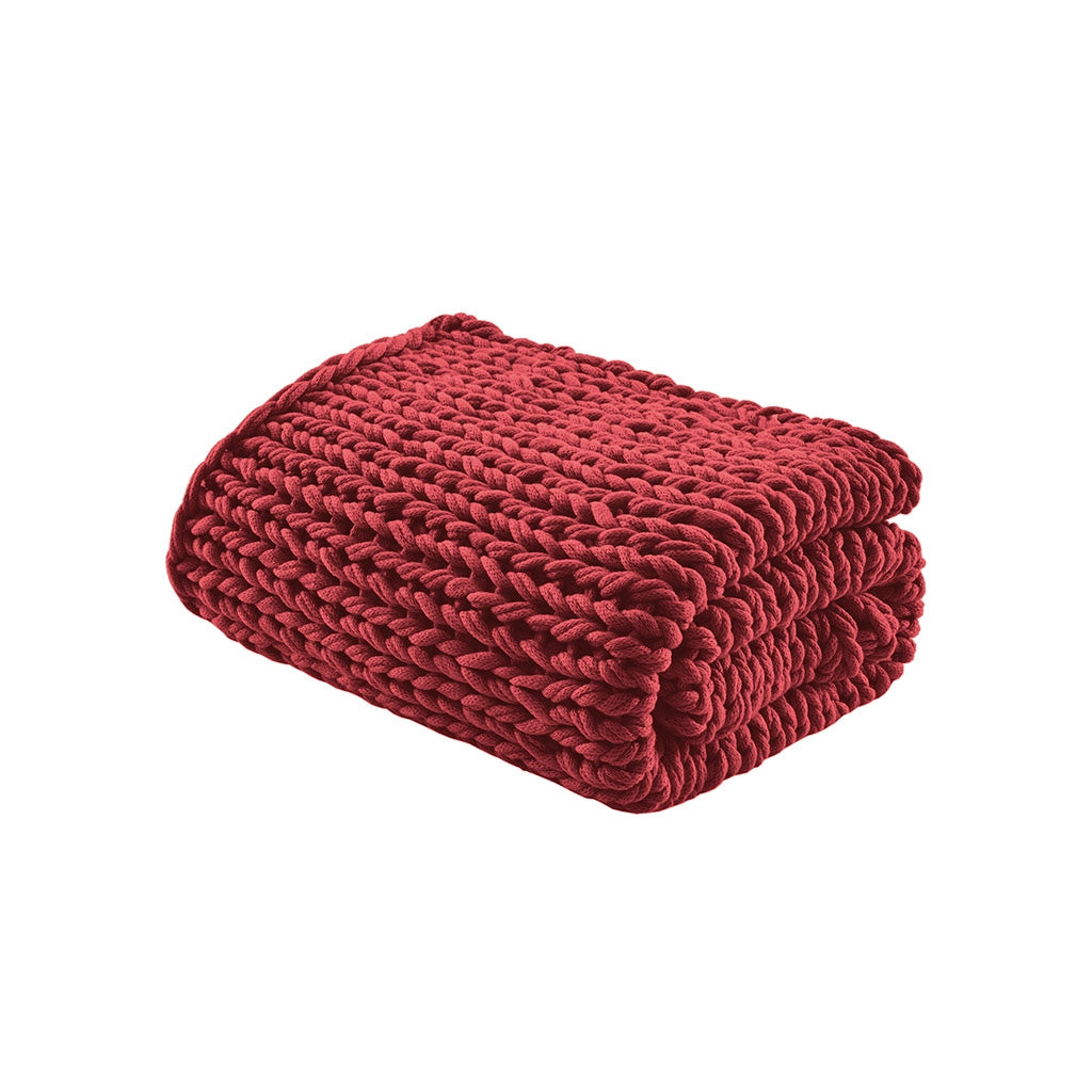 Handmade Chunky Double Knit Throw, Red