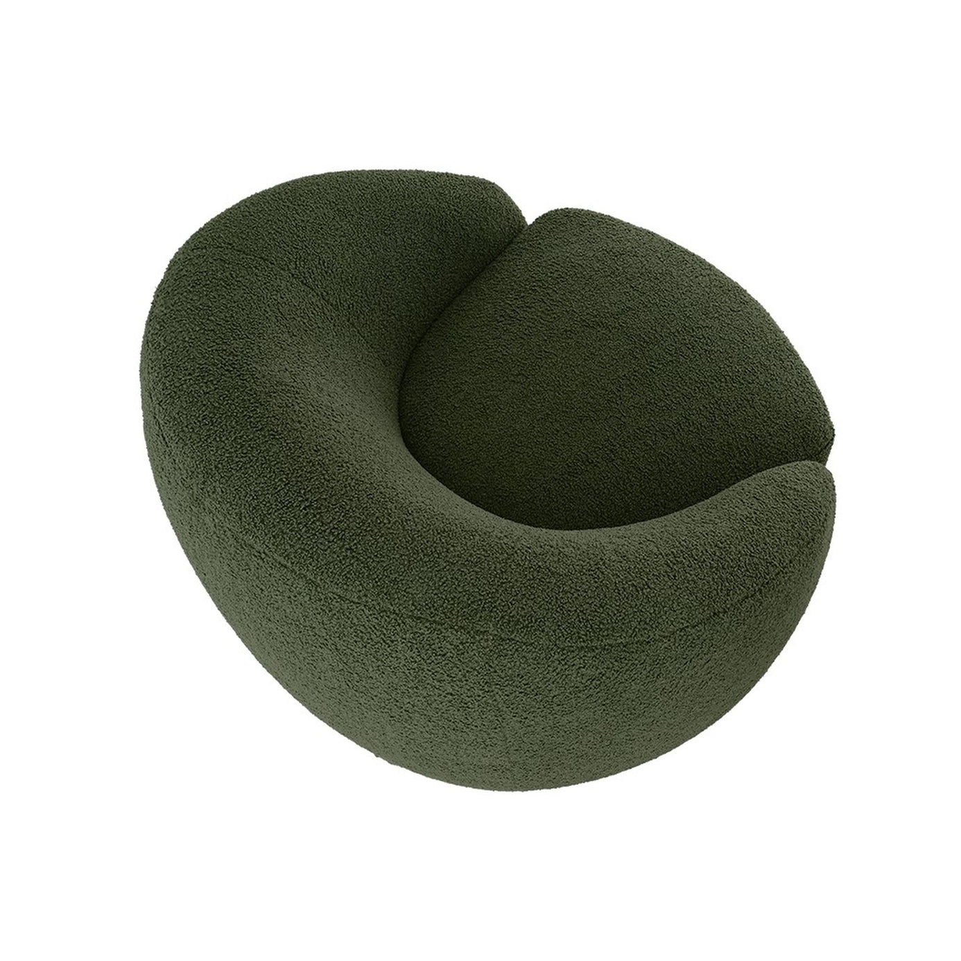 Green Shearling Sherpa Swivel Chair with Wood Base