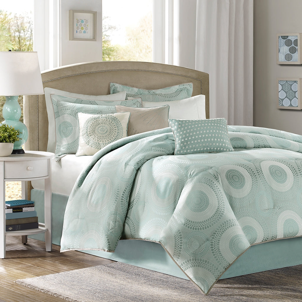 Medallion Seafoam 7-Piece Comforter Set, Blue/Green