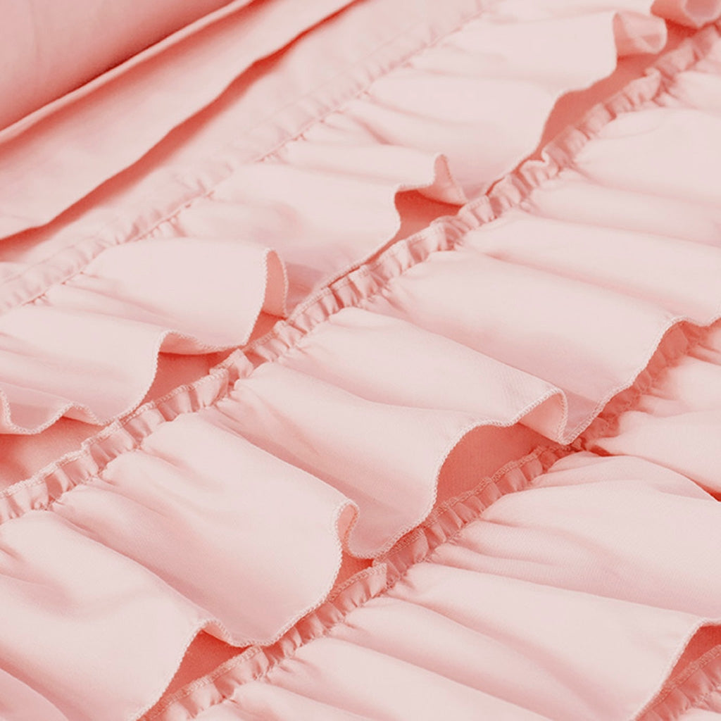 Ruffled Flow 5-Piece Comforter Set, Blush Pink FULL/QUEEN