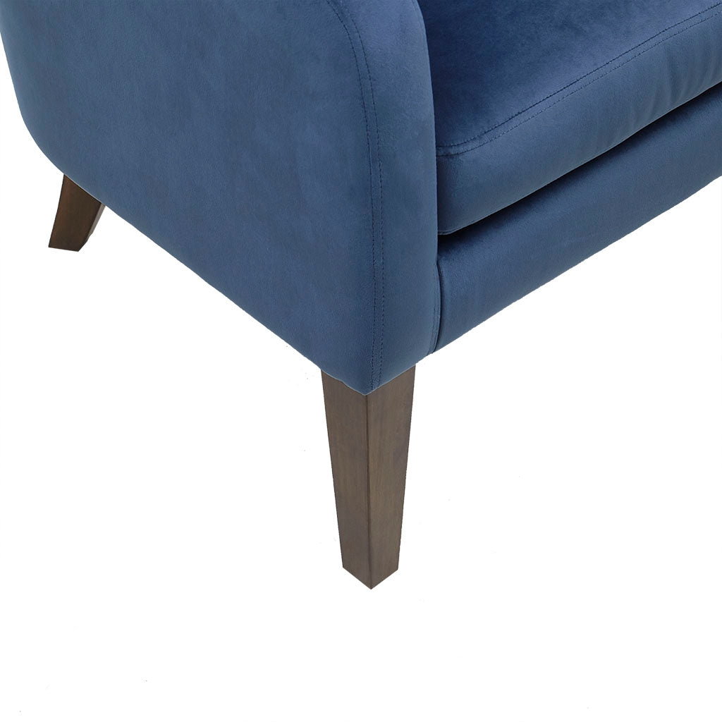 Tufted Mid-Centruy Barrel Accent Chair, Blue Velvet