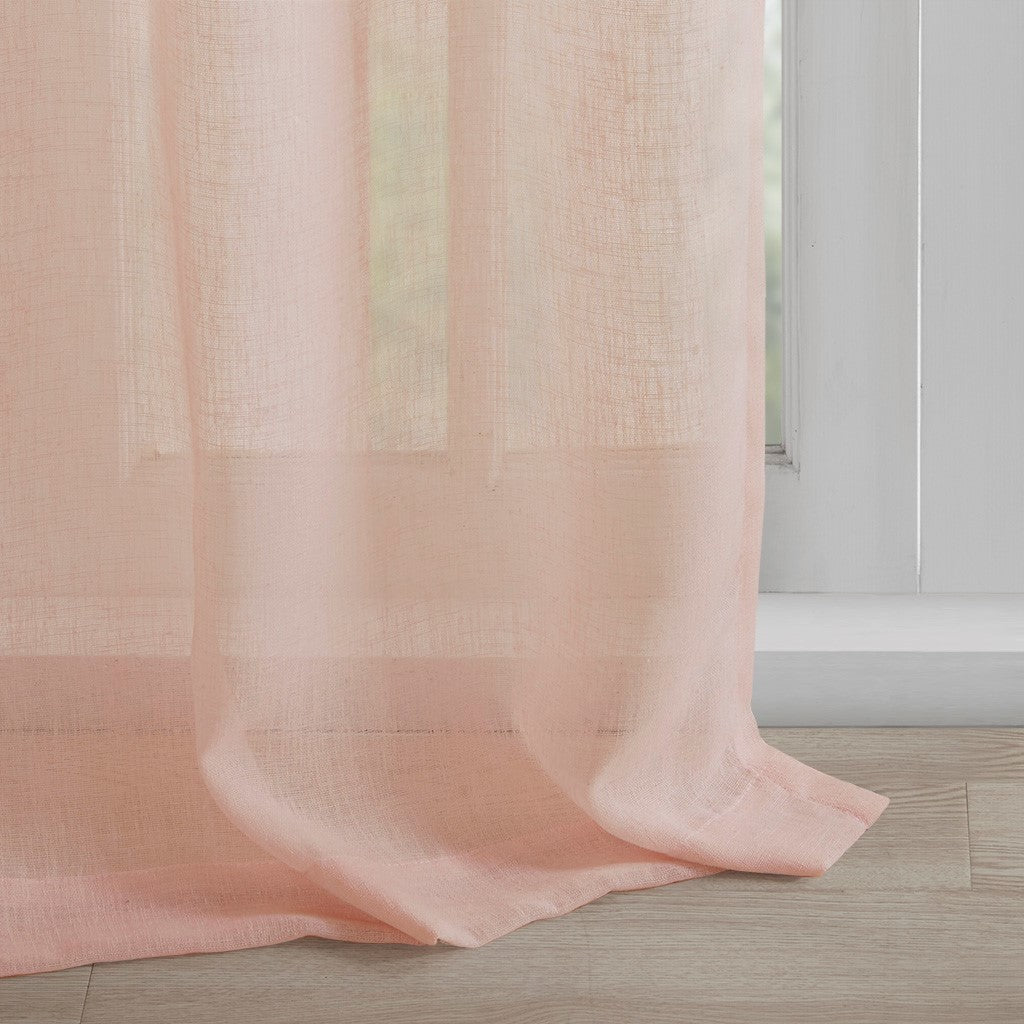 Floral Twist Tab Semi-Sheer Window Panel, Pink