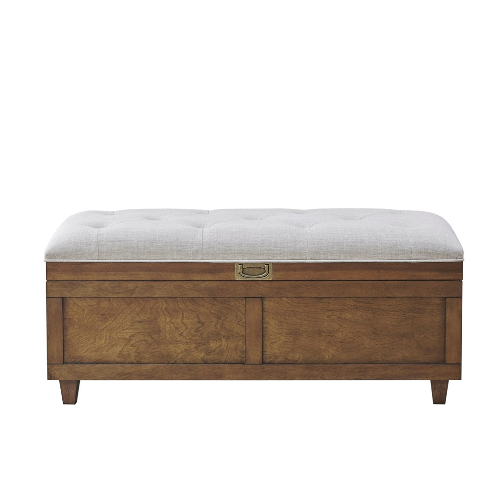 Wood Storage Bench with Brass Handle