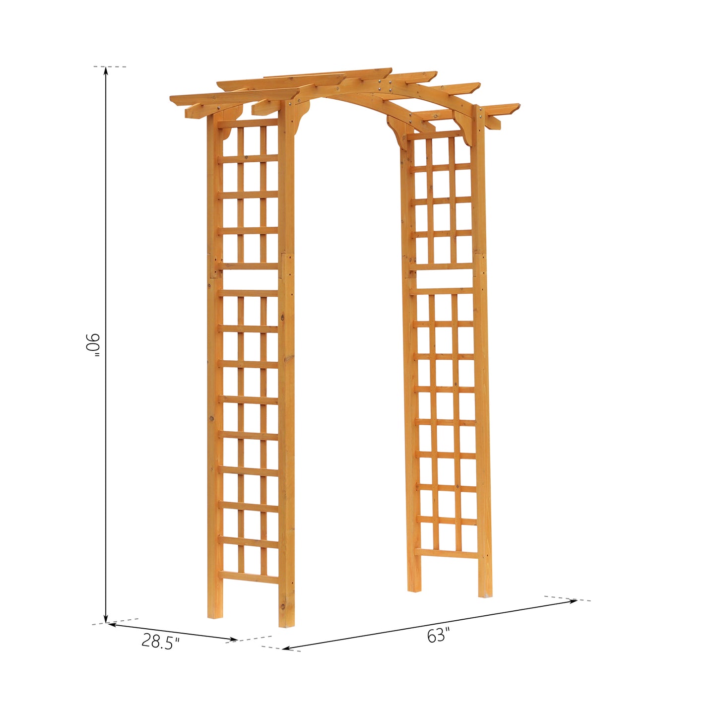 7.5ft Fir Wood Garden Arch Trellis Outdoor Walkway Round Pergola Style Arbor for Decorative Climbing Plants Patio Lawn Backyard Party Ceremony Decoration Accessories