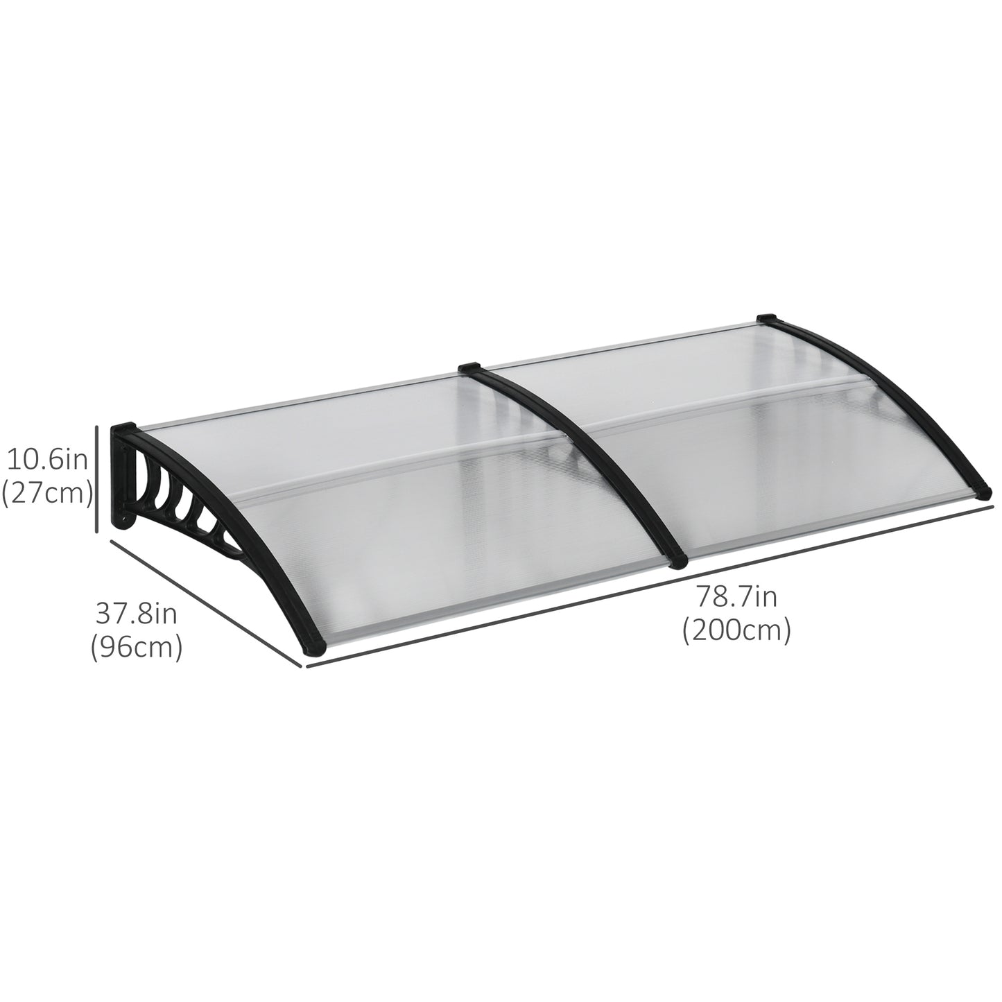 Awning Door Canopy, 78.7" x 37.8", Polycarbonate, Clear