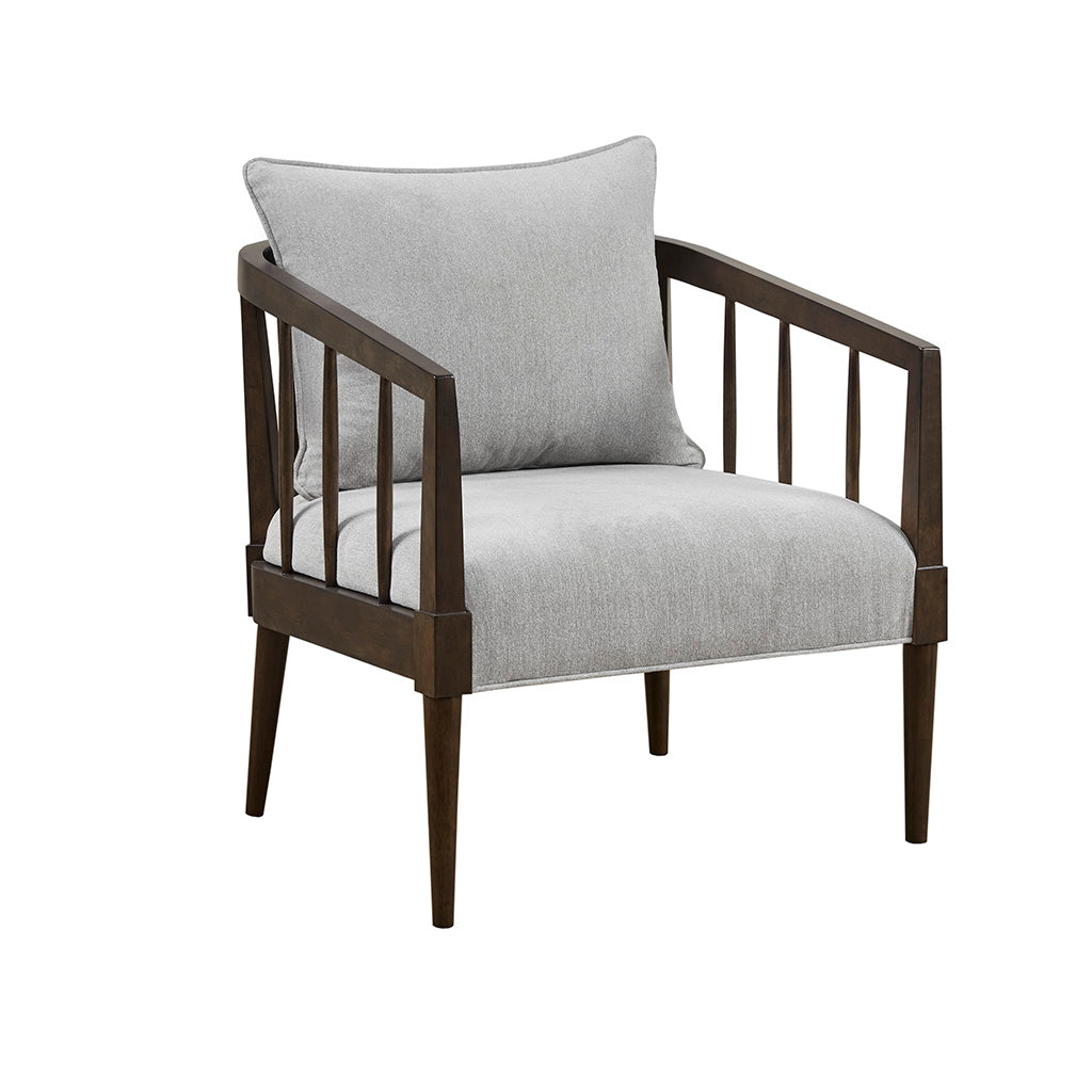 Transitional Wood Accent Chair, Brown/Grey