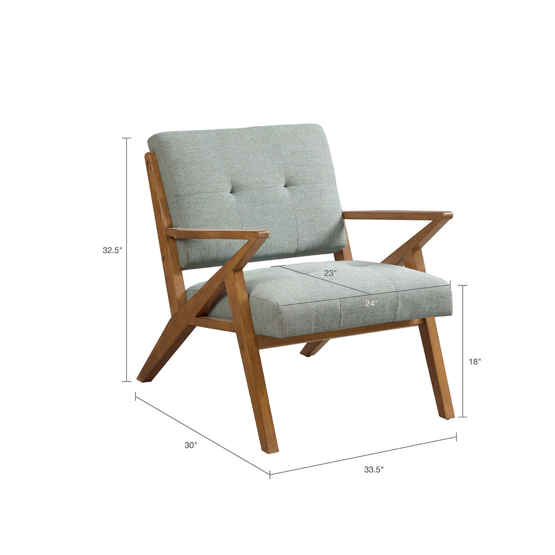 Modern Mid-Century Wood Lounge Chair, Seafoam Green