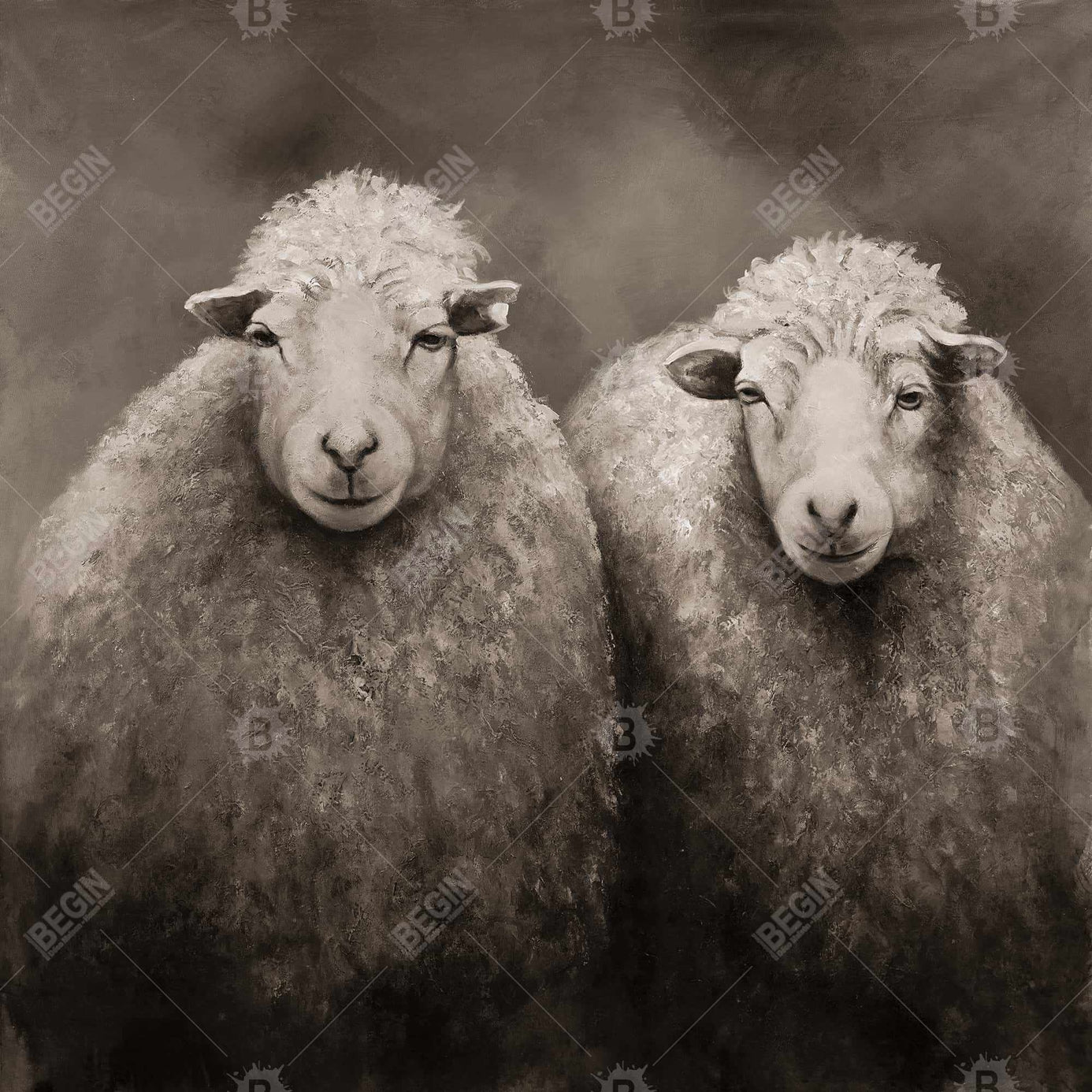 Sheep Sepia | Outside Pillow Cover 18" X 18"