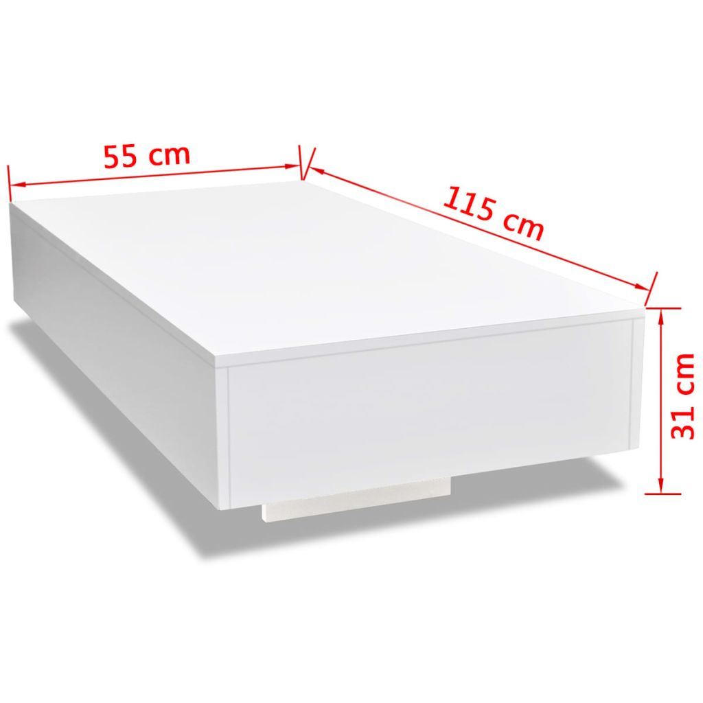 High Gloss Floating White Coffee Table