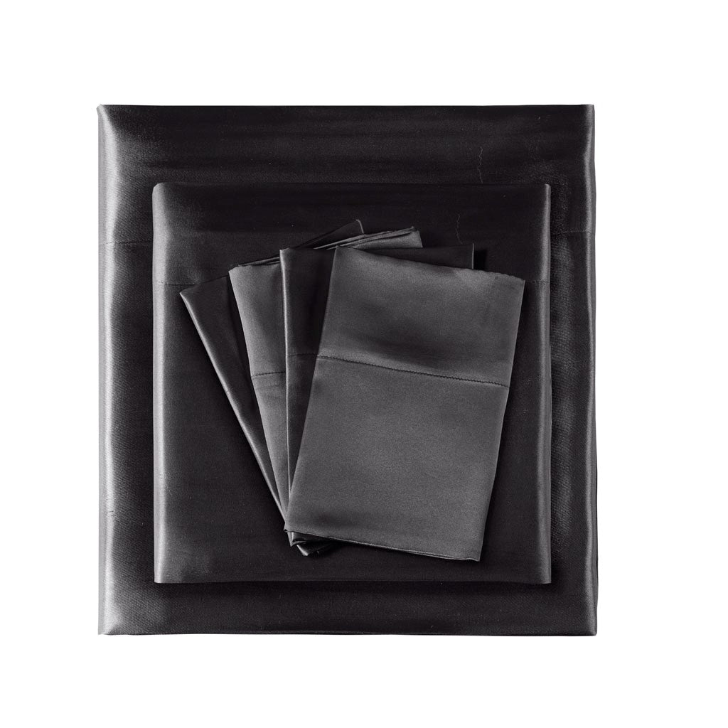 Luxury Satin 6-Piece Sheet Set, Black