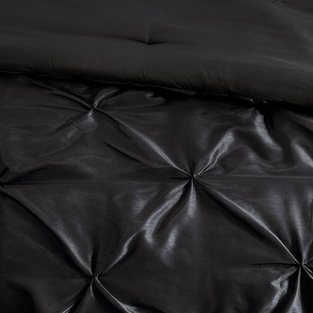 Silky Tufted 7-Piece Comforter Set, Black