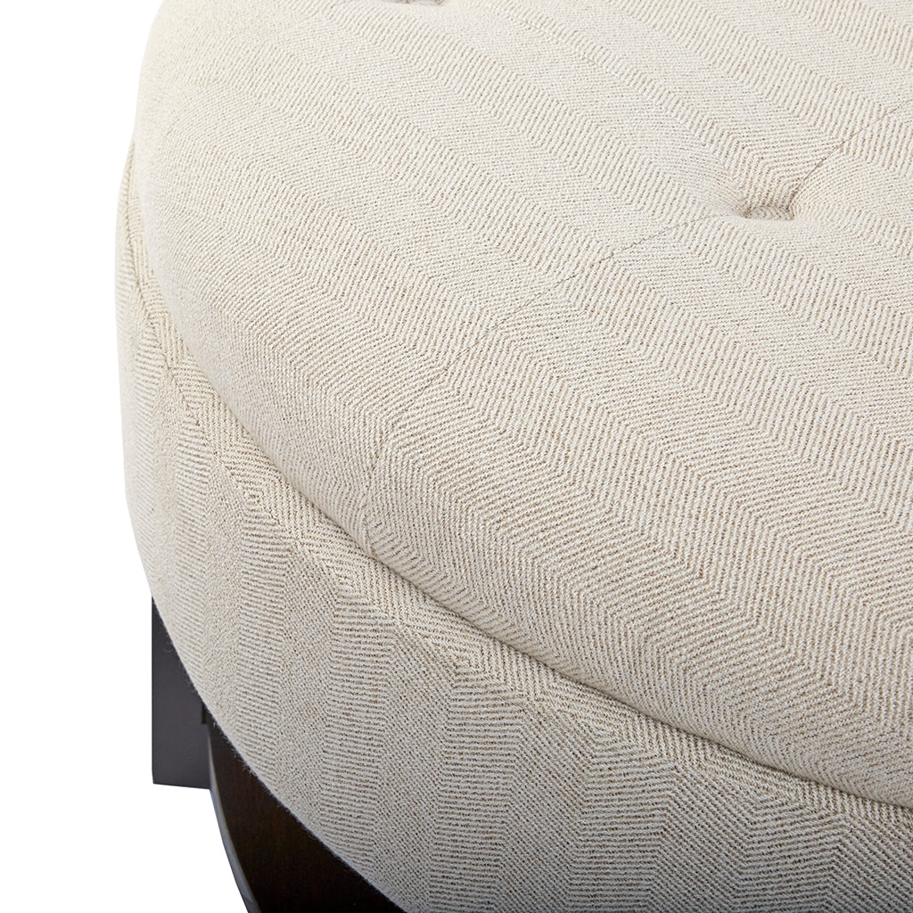 Morrocco Round Storage Ottoman, Cream