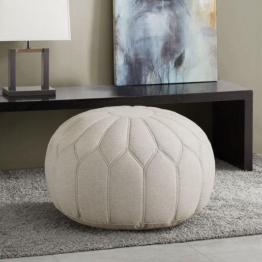 Oversized Pouf Ottoman Floor Chairs Accent Decor beige