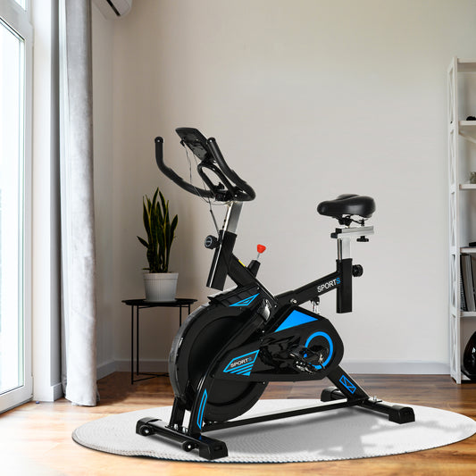 Stationary Exercise Bike Indoor Cardio Workout Cycling Bicycle w/ Heart Pulse Sensor & LCD Monitor 28.6lb Flywheel Adjustable Resistance